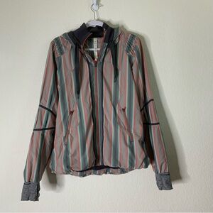 Lululemon women’s stripe run reflection track & filed full zip hooded jacket 10
